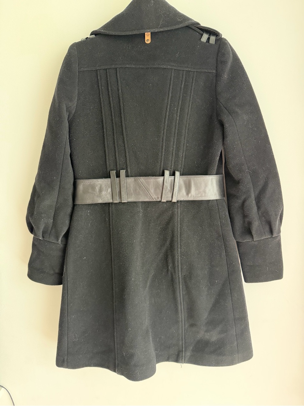 Vintage Mackage Black Belted Wool Coat - Picture 6 of 7